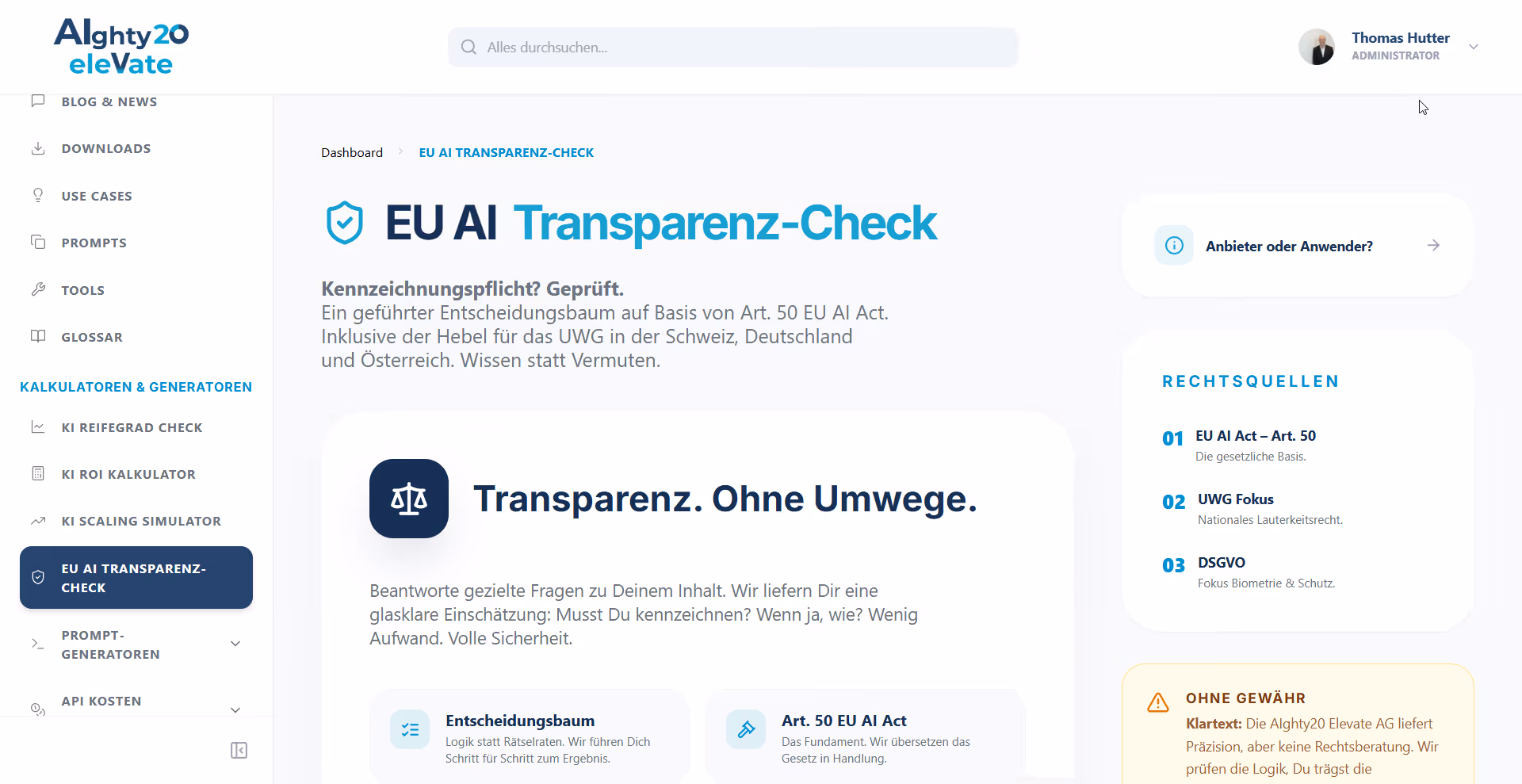 AIghty20 Elevate KI EU-Transparenz-Check