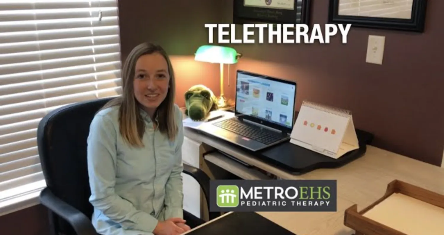 a MetroEHS therapist sitting down at a desk talking to the camera