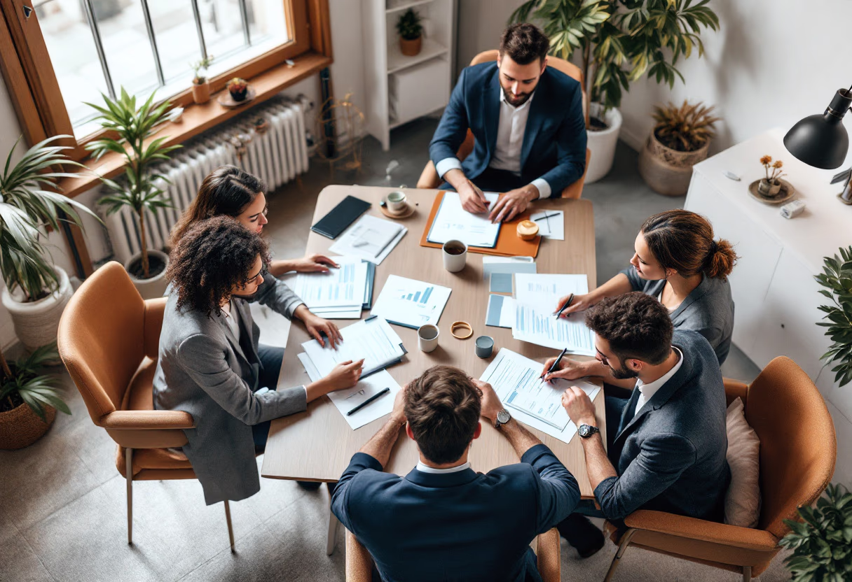 image of accountants in action, analyzing financial statements