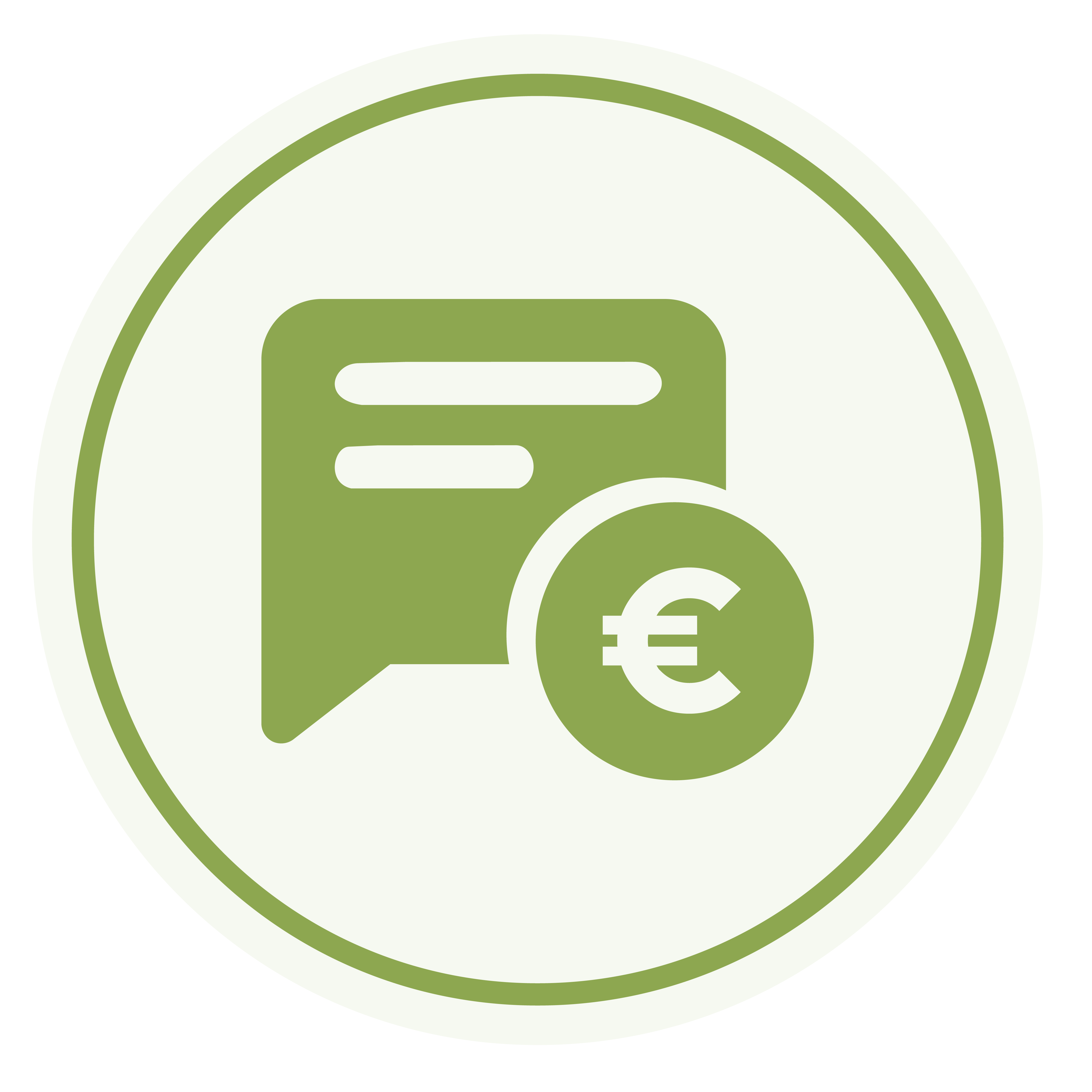 Symbol eines Rechnungssymbols mit einem Eurozeichen in einem grünen Kreis.