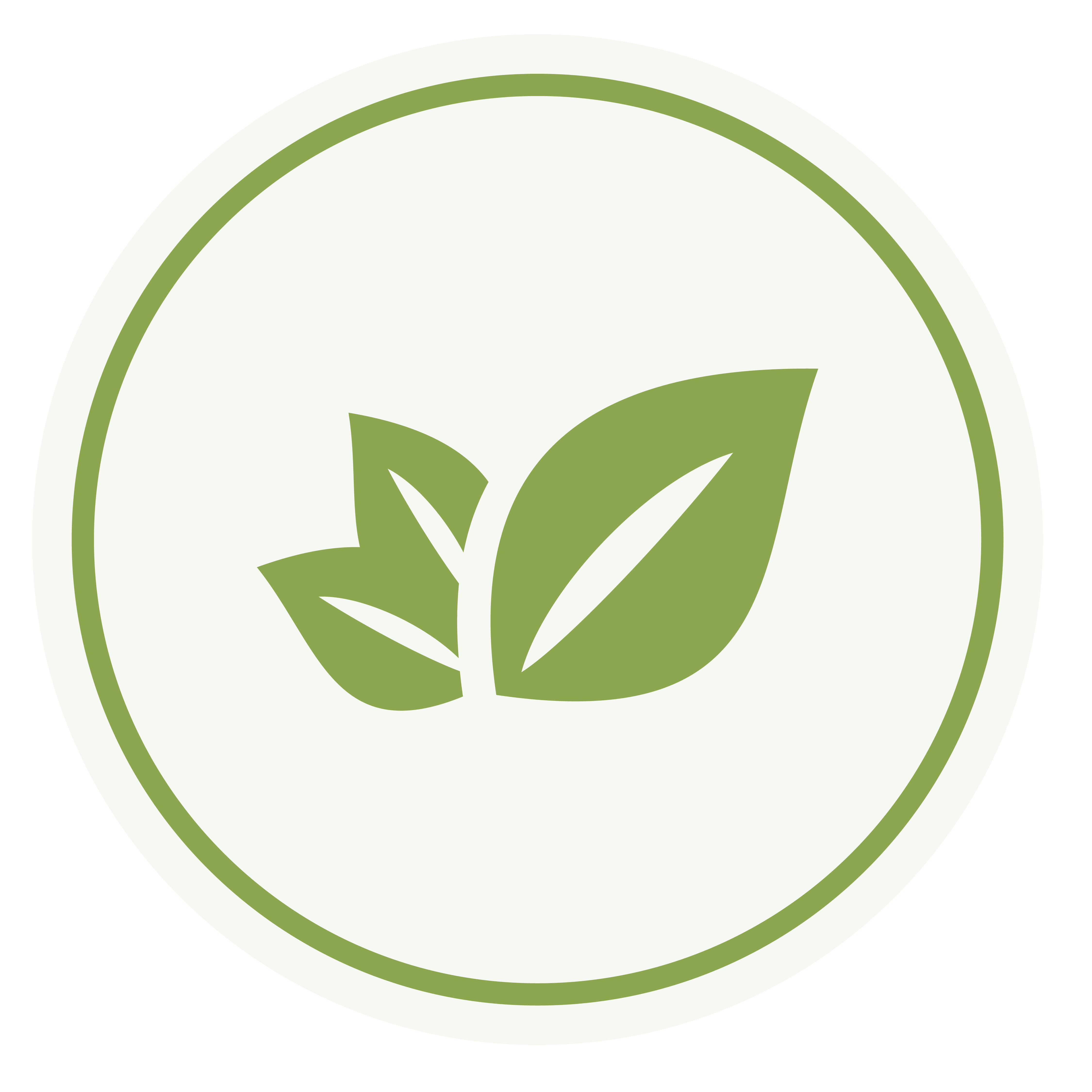 Grünes Blatt-Symbol mit zwei Blättern innerhalb eines grünen Kreises.