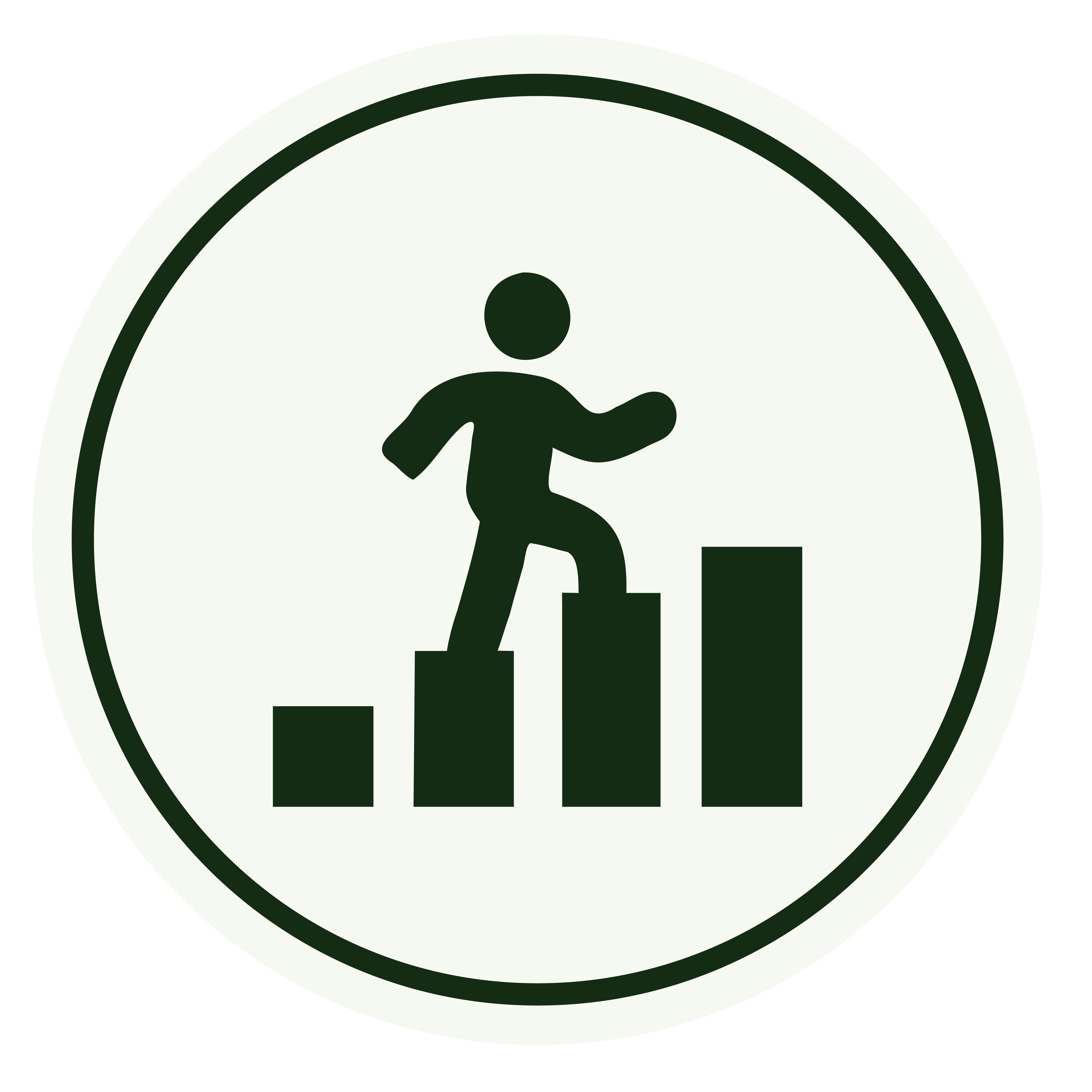 Symbol einer Person, die auf aufsteigenden Stufen nach oben geht.