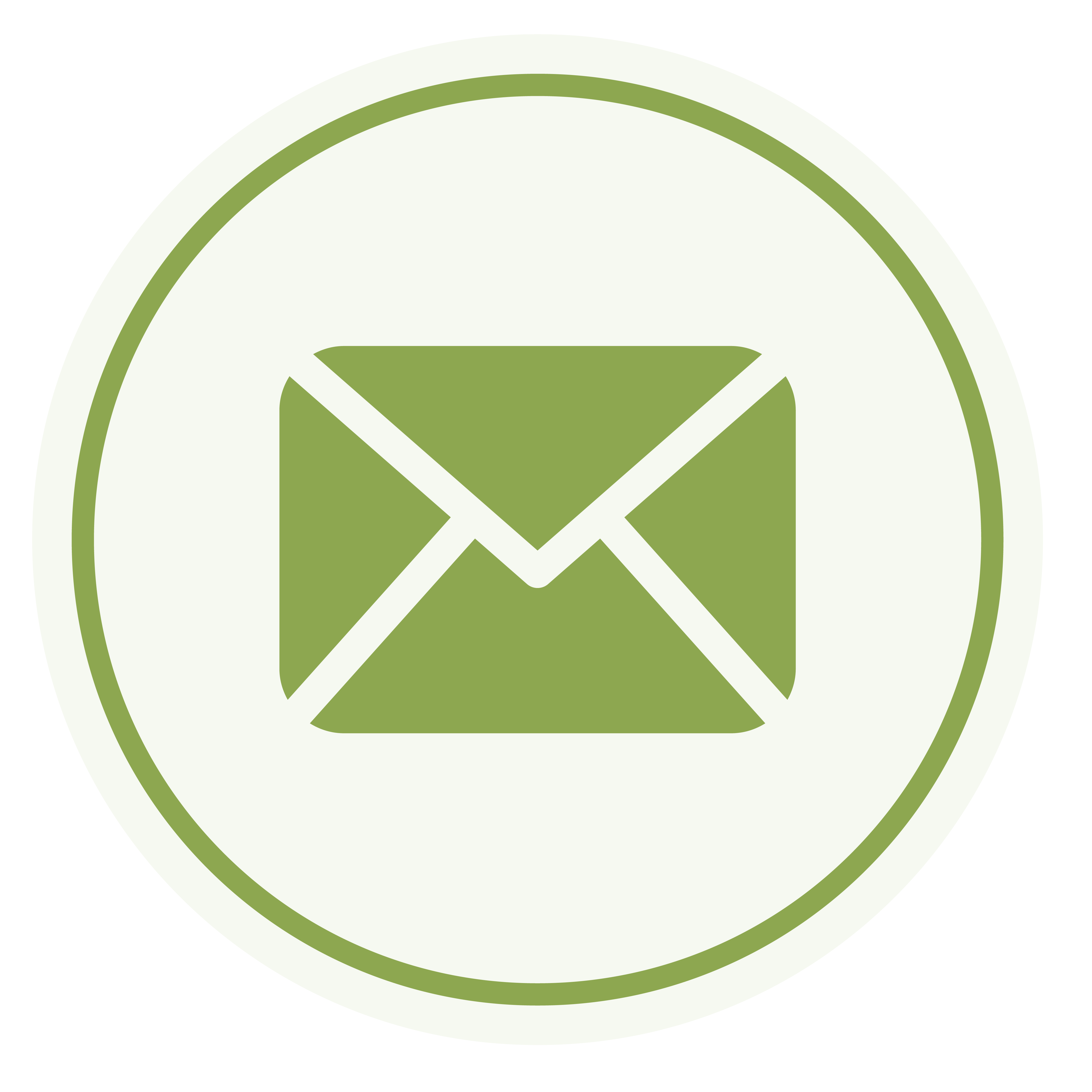 Grünes Briefumschlag-Symbol in einem weißen Kreis mit grünem Rand.
