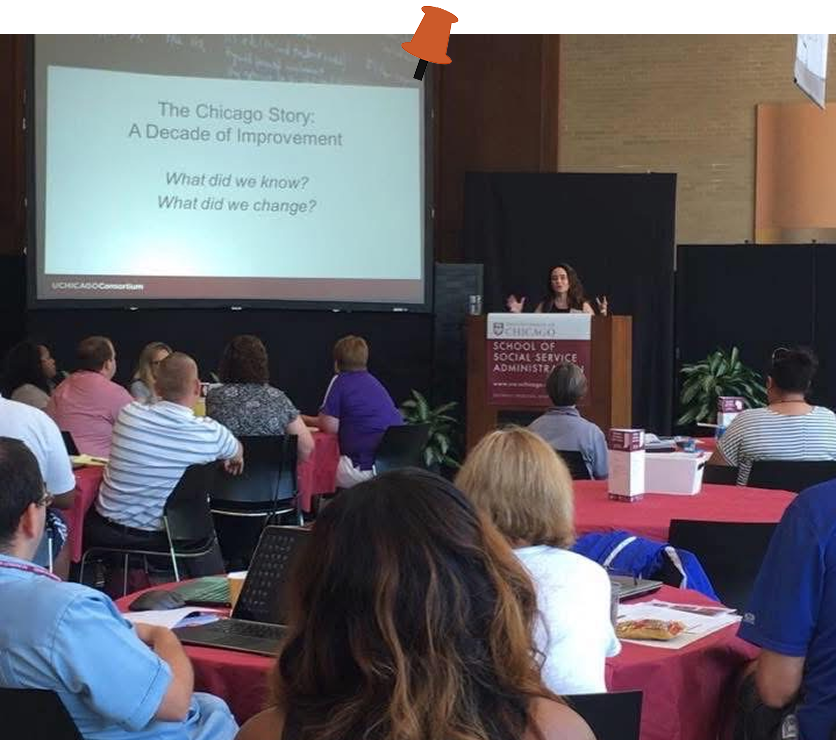 Eliza Moeller, the founder of Practice-Driven Development, presenting at a conference on her unique experience and consulting strategies.