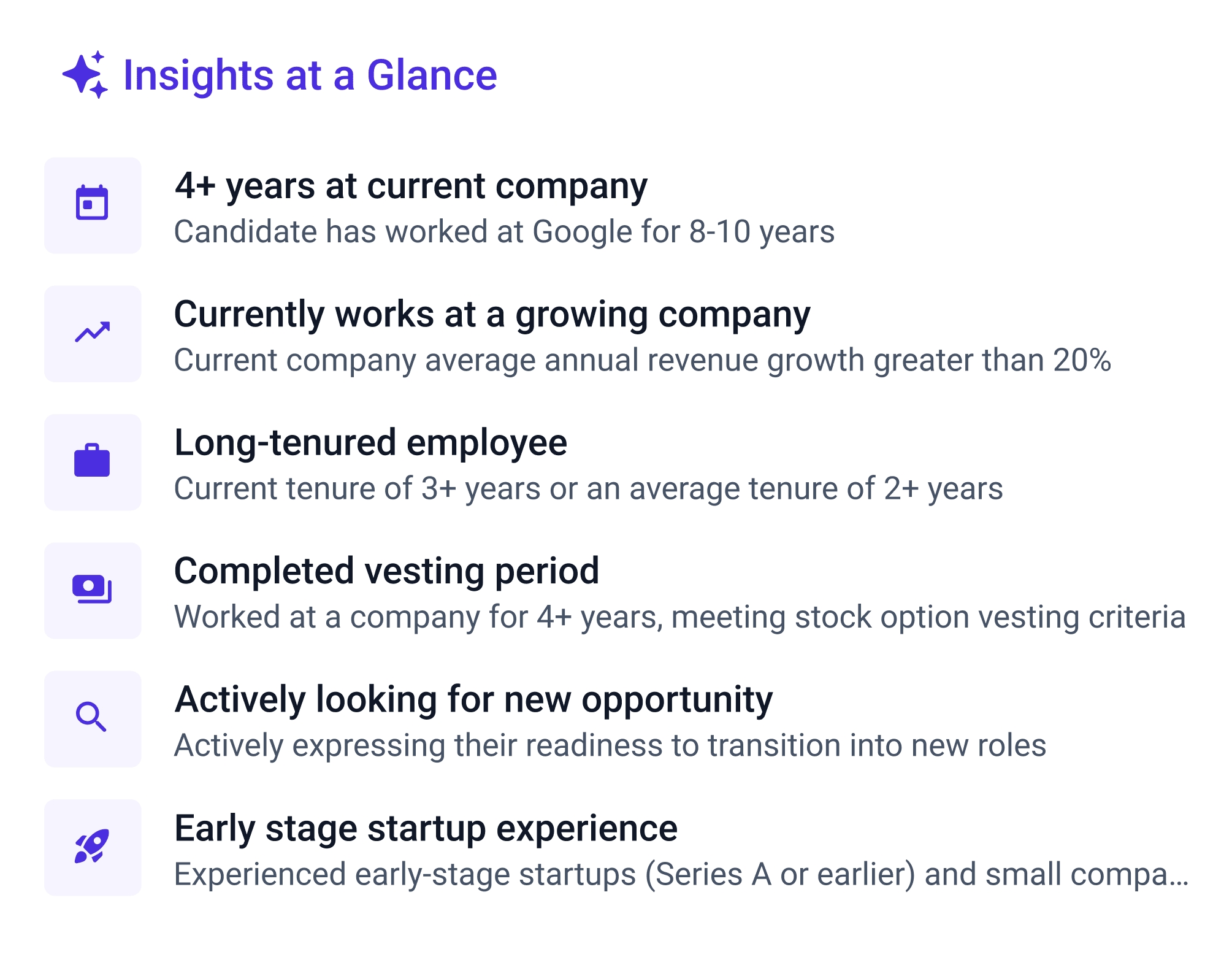 Candidate insights in Findem's Copilot for Sourcing