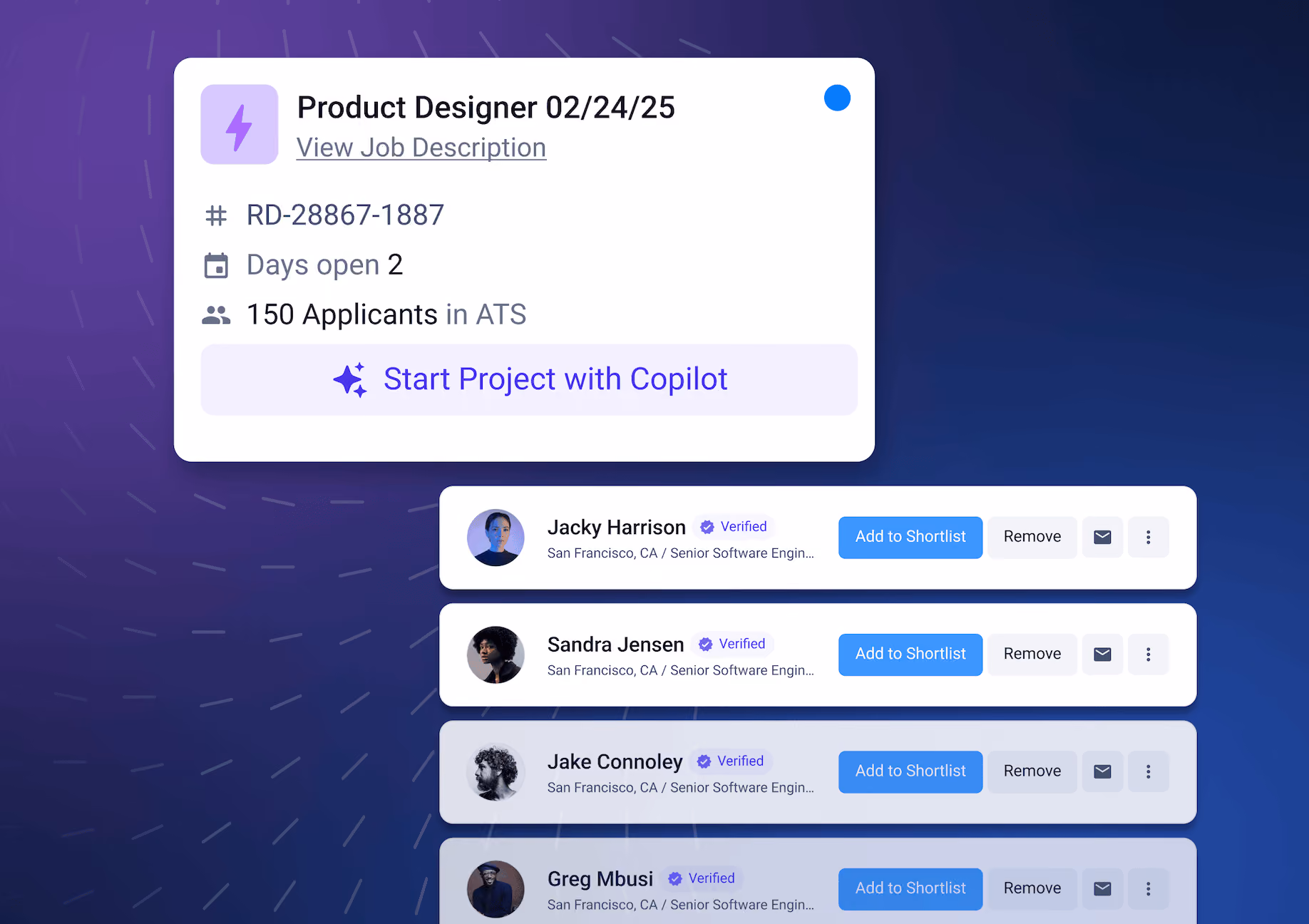 Copilot for Sourcing project screenshots