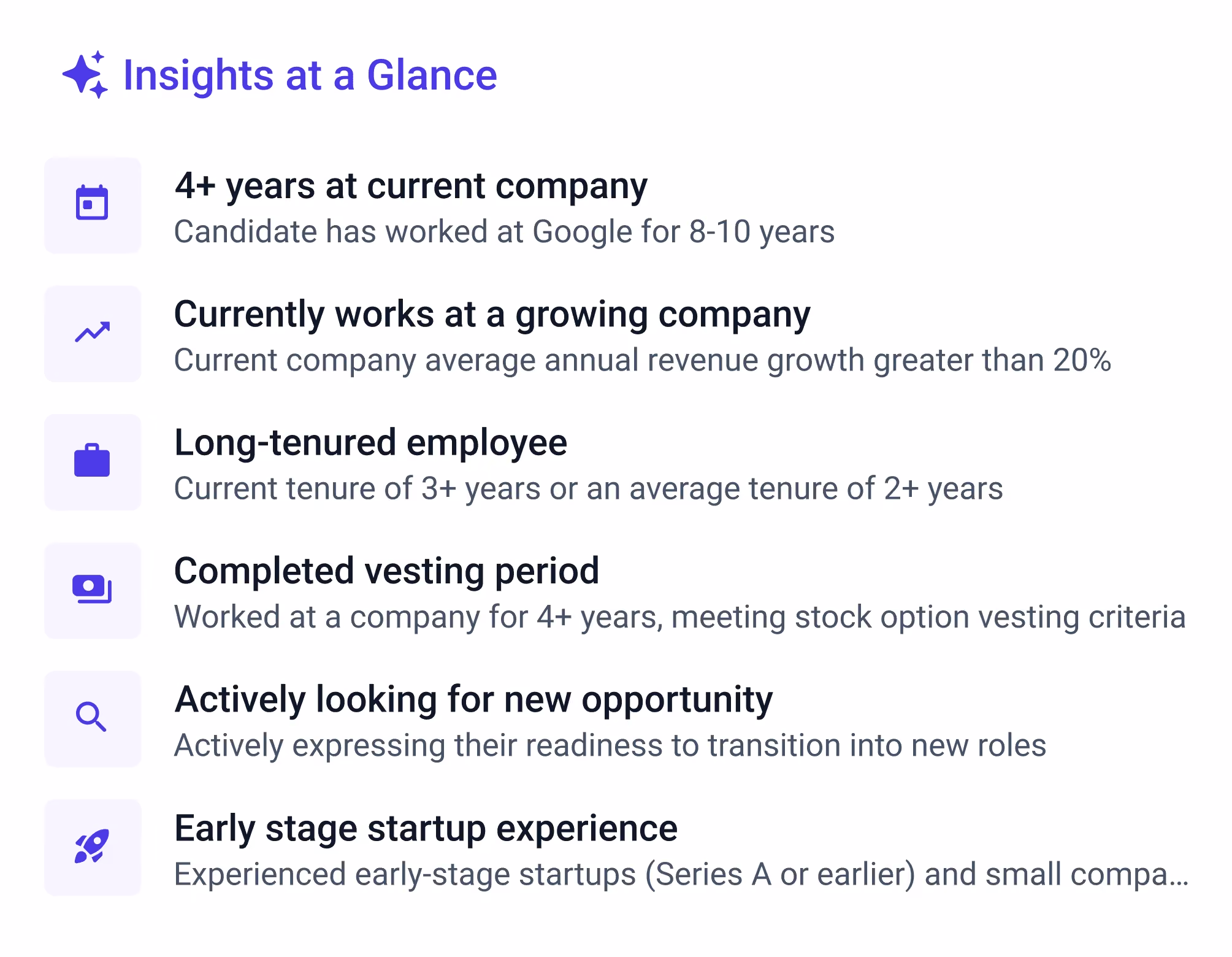 Candidate insights in Findem's Copilot for Sourcing