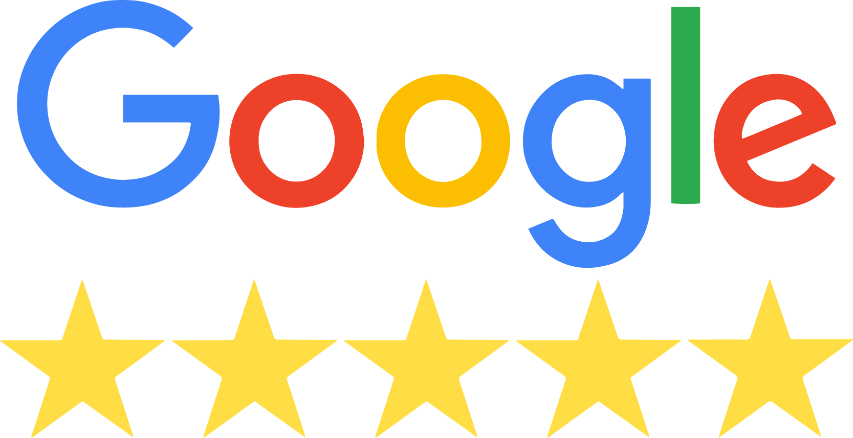 A five star logo with the google logo in the middle.