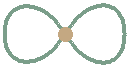 Green infinity symbol with a small beige circle in the center.