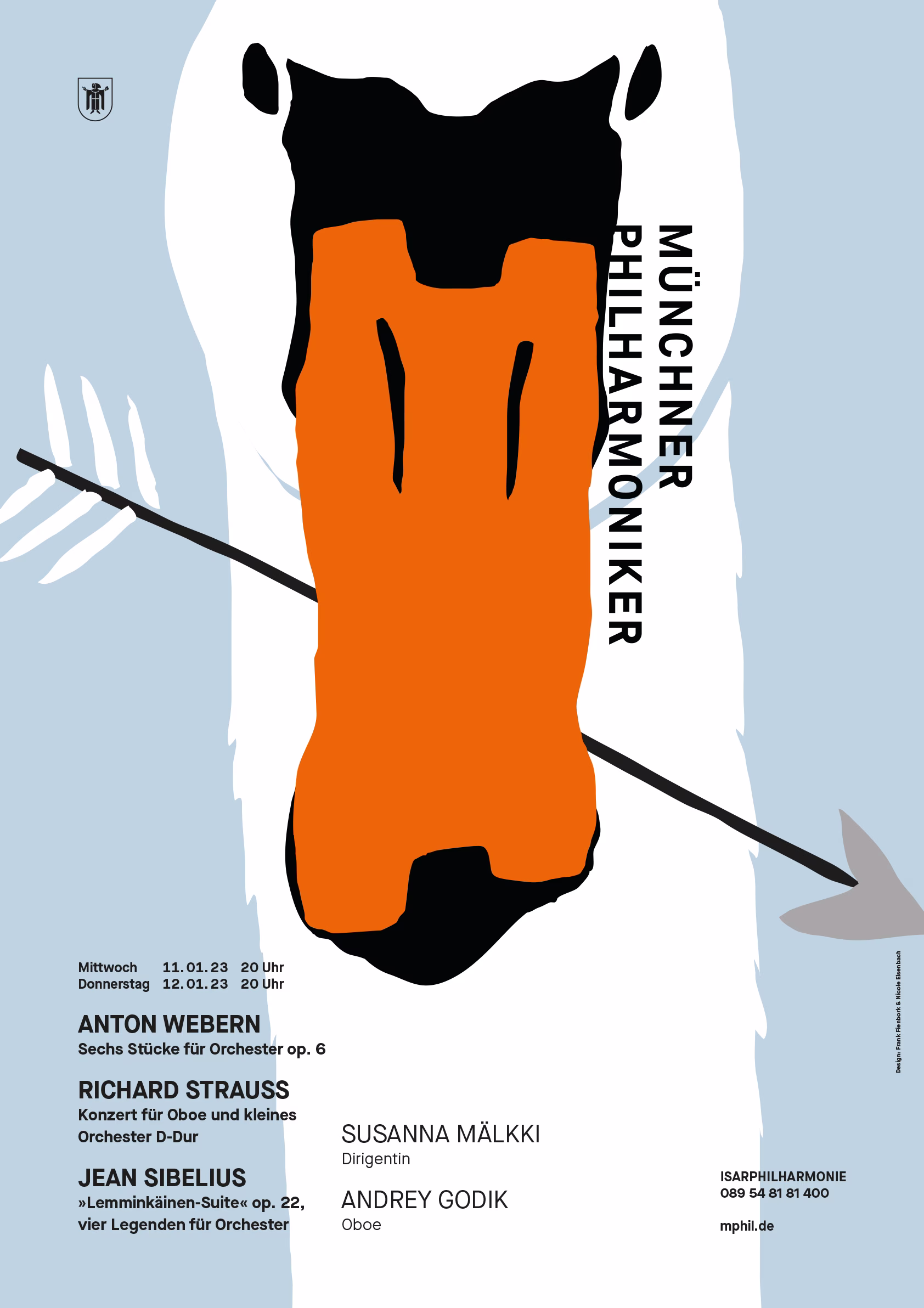 Plakat Münchner Philharmoniker mit Schwanenillustration