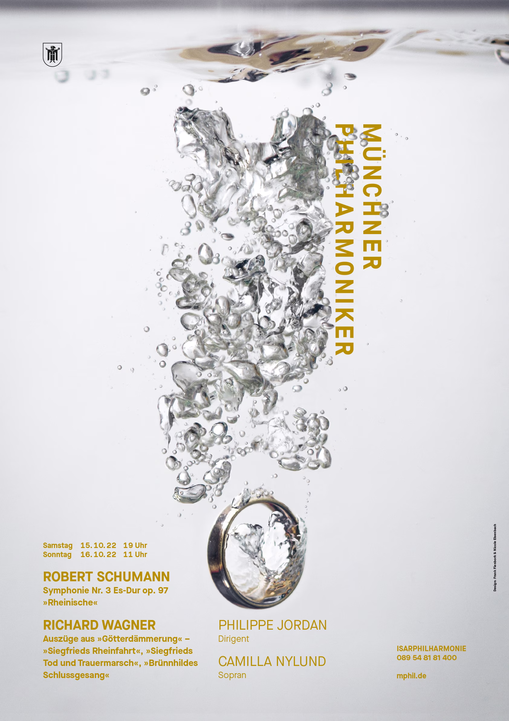 Plakat Münchner Philharmoniker mit Logo als Wasserblasen