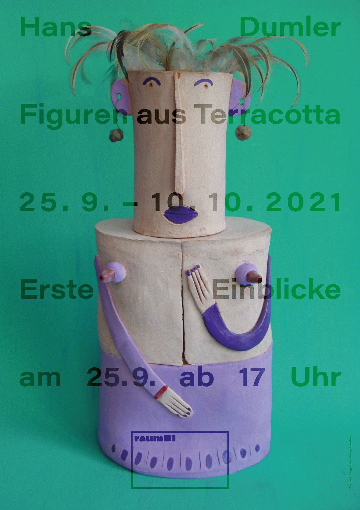 Plakat Hans Dumler „Figuren aus Terracotta“: Foto einer Tonfigur