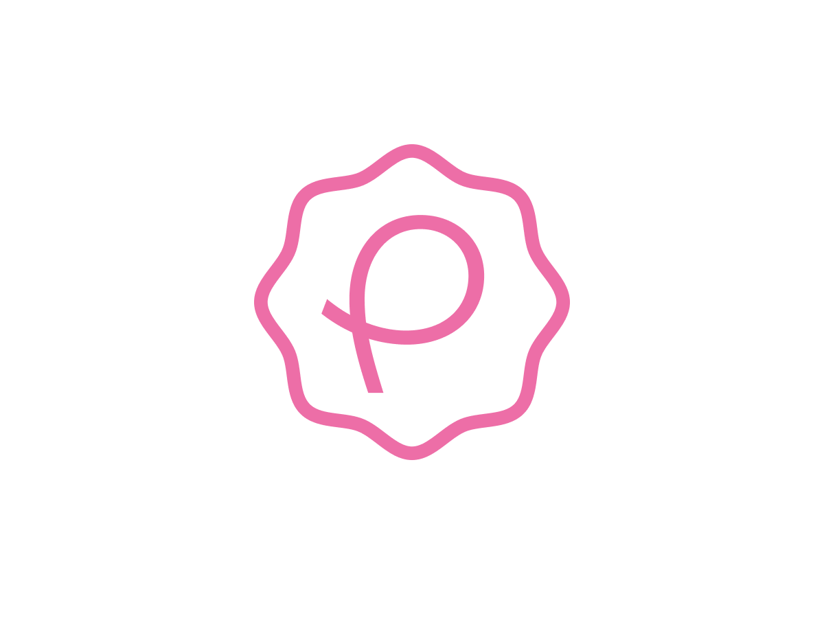Logo Produzentenstolz: rosa Rosette mit stilisiertem P