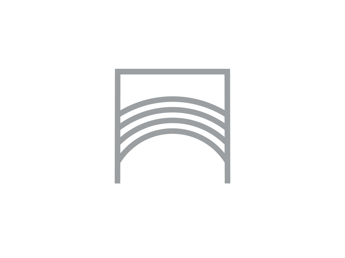 Logo Amitola: graue Bögen in einem quadratischen Rahmen
