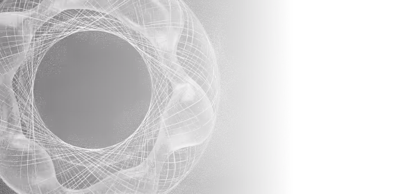 Abstract digital art of interconnected white lines forming a complex circular pattern on a dark background.