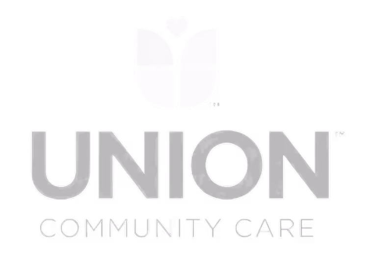 Union Community Care logo with a stylized flower and heart above the word UNION in bold letters.