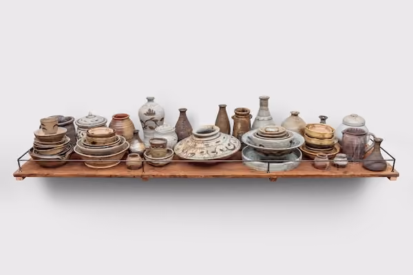 63 Ceramics on Wooden Plank