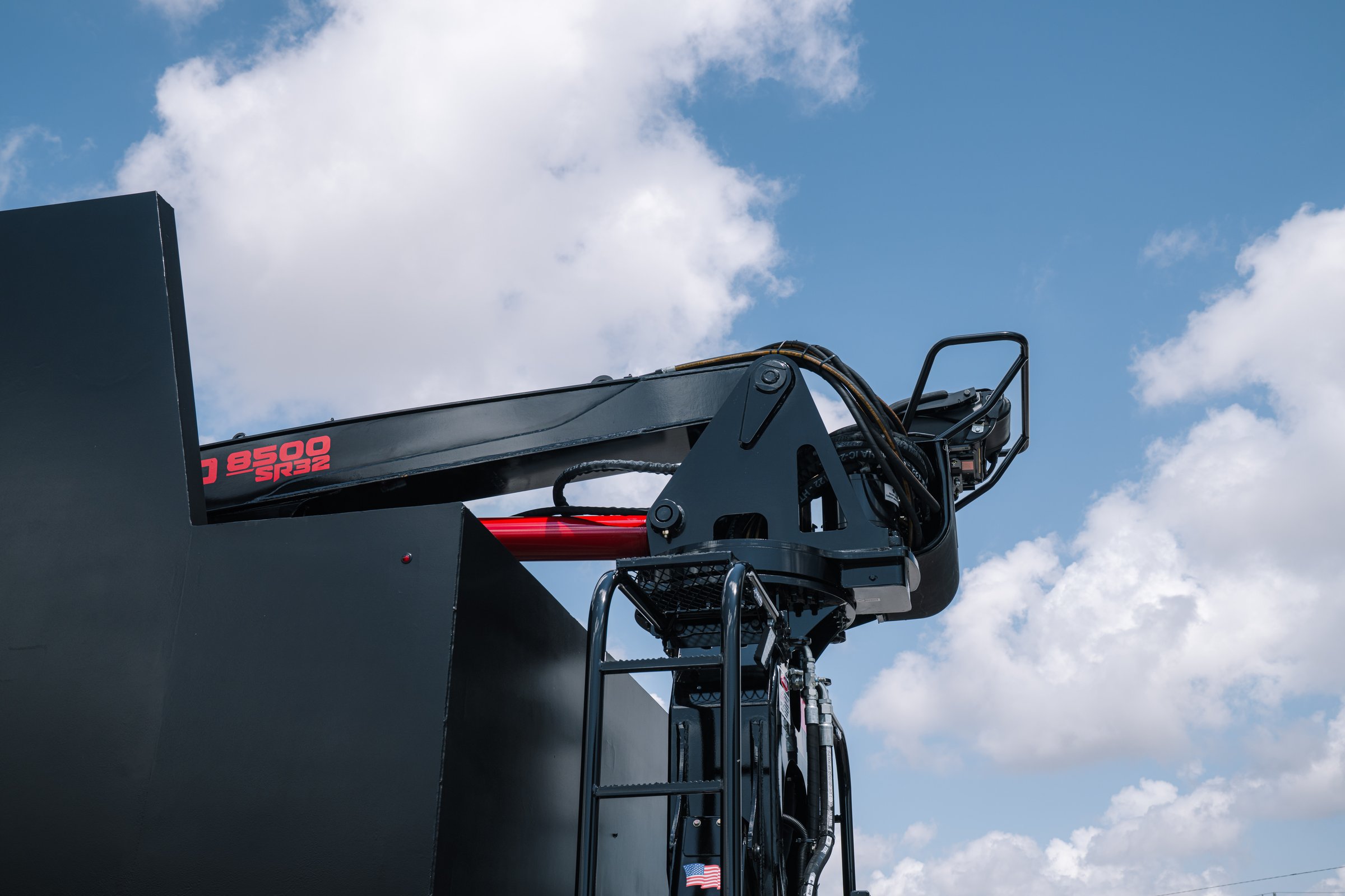SERCO 8500SR32 loader arm detail on a 2026 Peterbilt 567 grapple truck at First Fleet Truck Sales