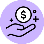 Icon of a coin with arrows around it.