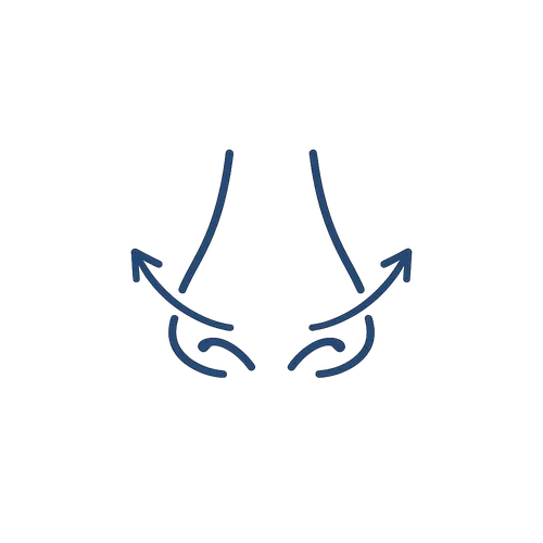 Illustration showing gentle support for opening the nasal passages