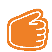 Animiertes Daumen-hoch-Symbol in Orange