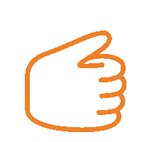 Animiertes Daumen-Symbol in Orange