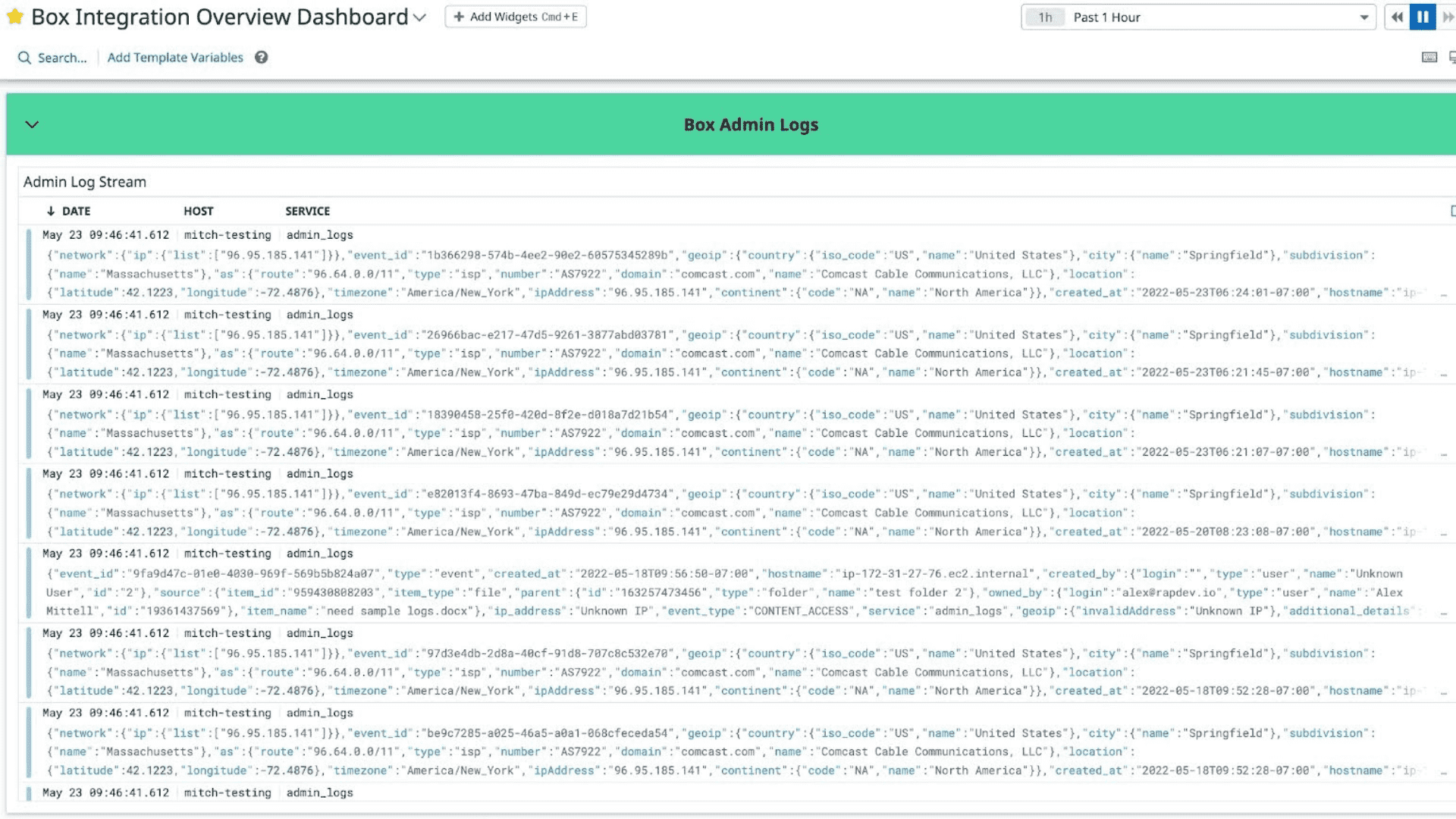 Box integration dashboard screenshot 2
