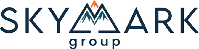 Skymark Group logo featuring mountains and an orange flame.