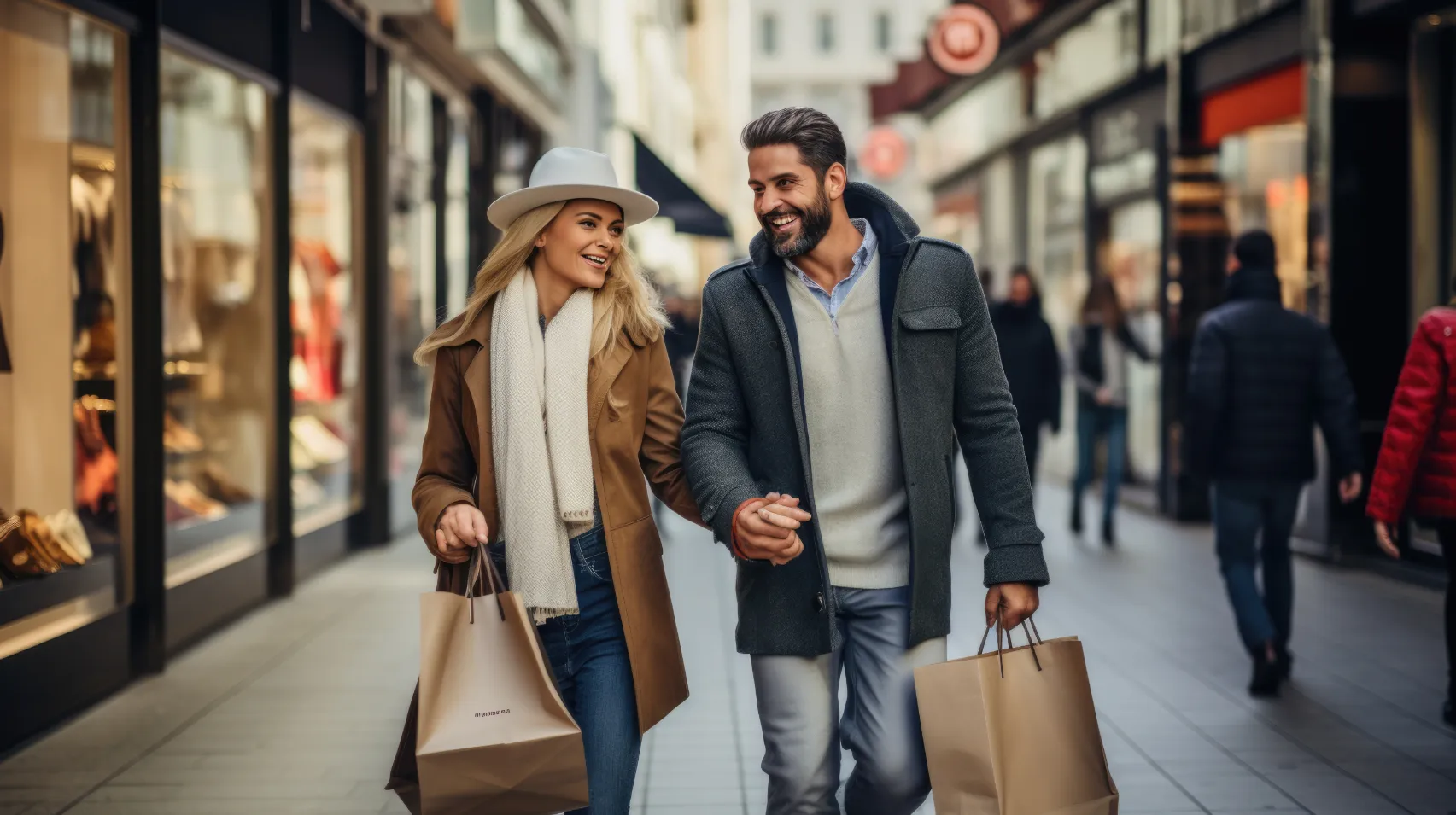 couple in shopping center stock image