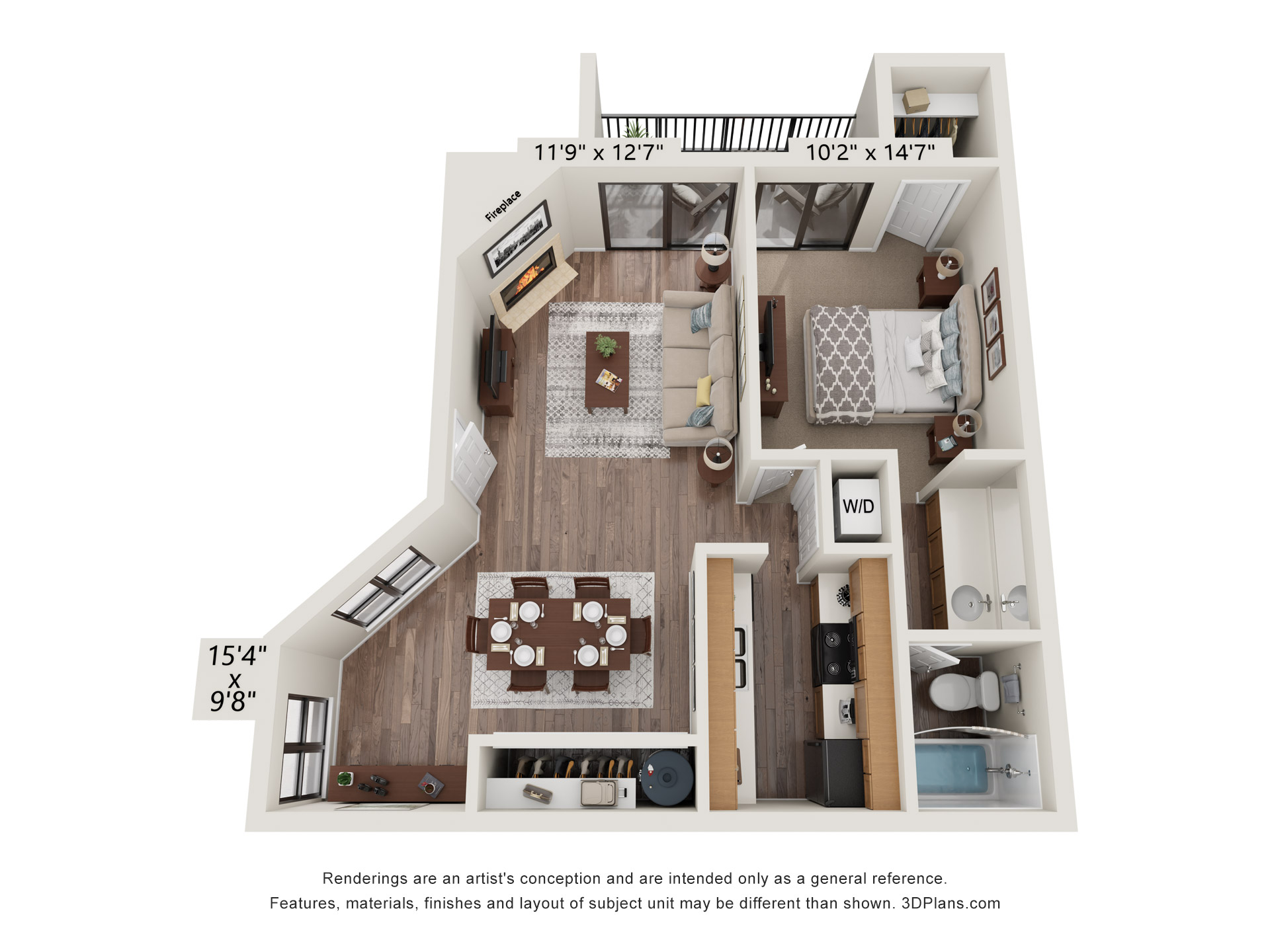 1 Bed 1 Bath Lg layout