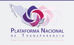 Mapa de México acompañado del logo circular en tonos morados y rosas de la Plataforma Nacional de Transparencia.