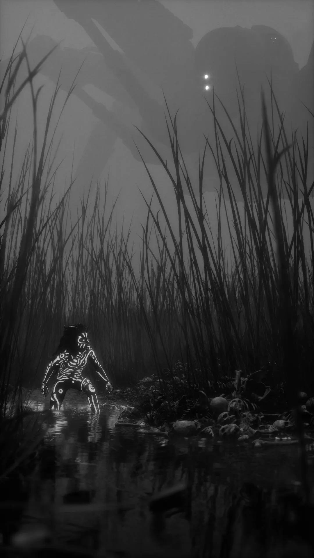 Child floating in space while giant hands reach for it