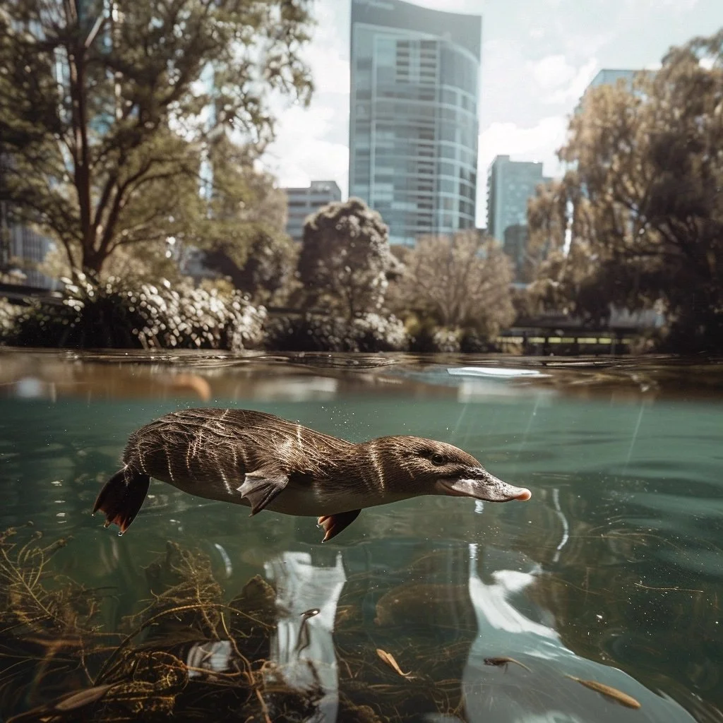 Platypus in the Birrarung? Image generated by AI.