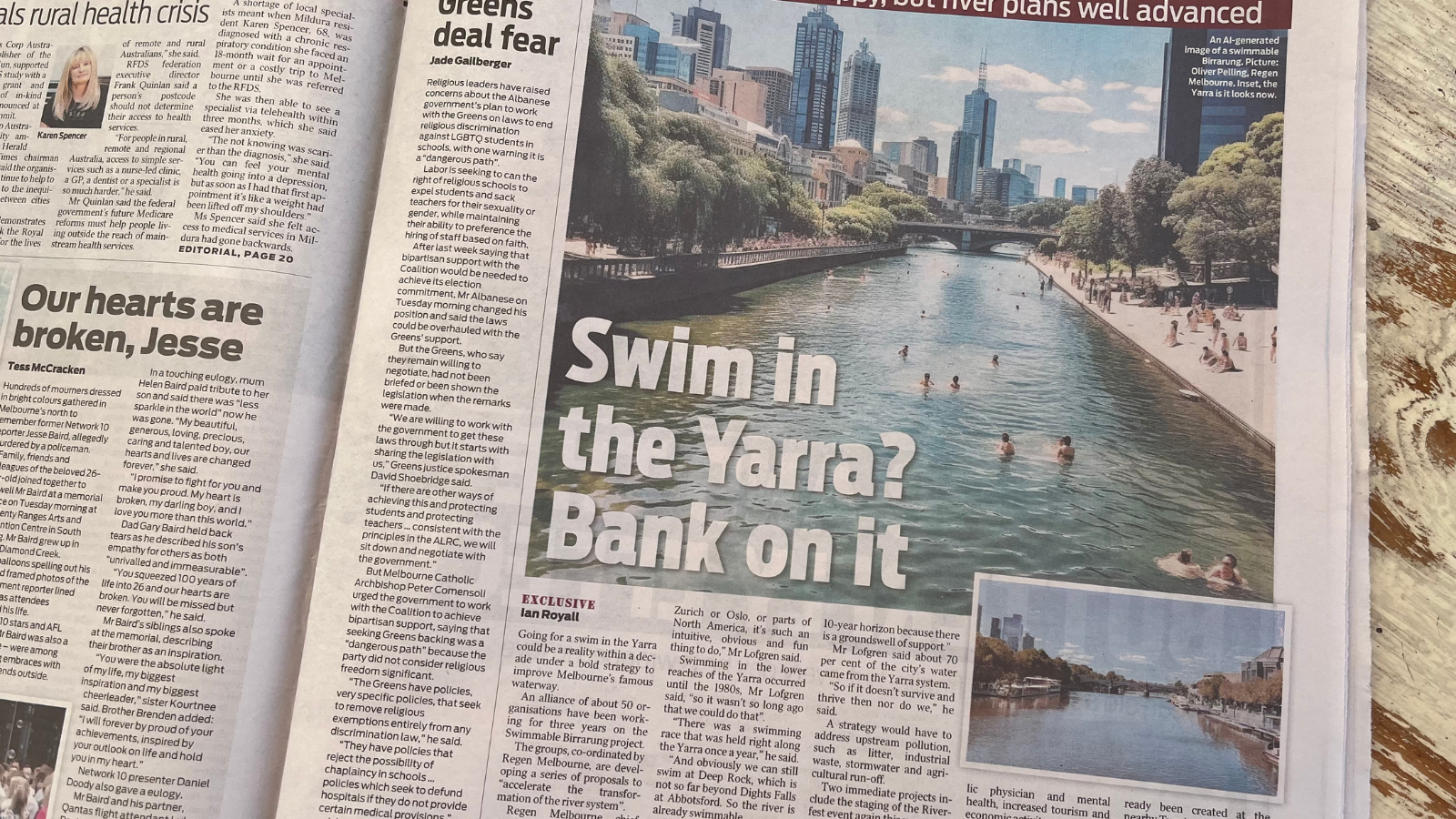 The Swimmable Birrarung featured in The Herald Sun.