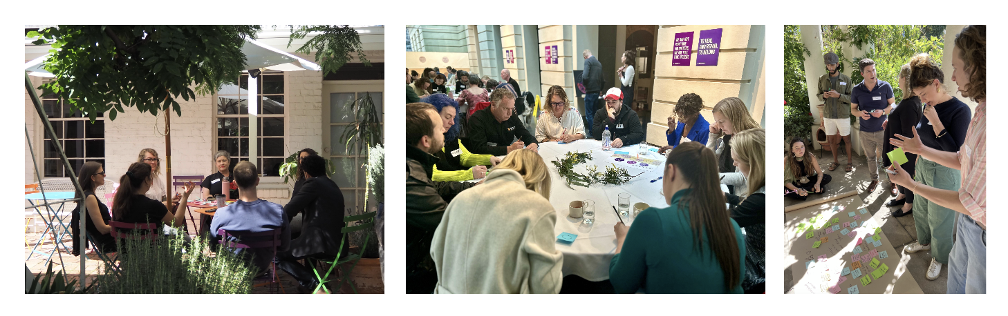 Images from exploration phase in Participatory Melbourne including a design forum and citizens assembly.