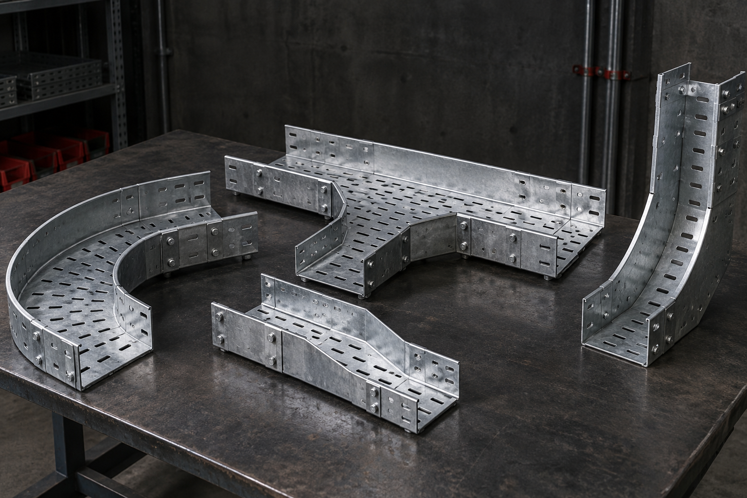 Illustration of cable management equipment: Cable Tray Fittings