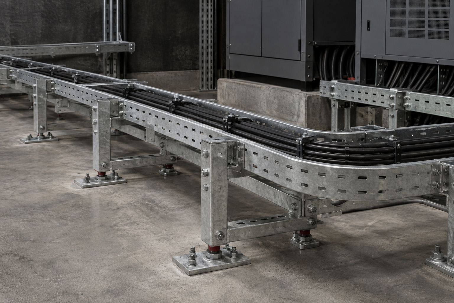 Illustration of cable management equipment: Floor-Mounted Supports
