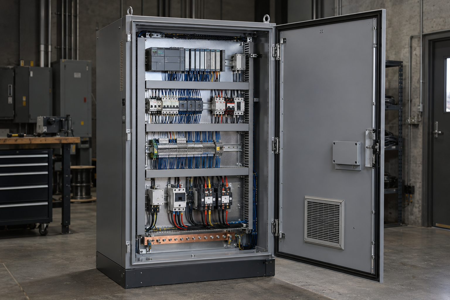 Illustration of switchgear and distribution equipment: Electrical Control Panels