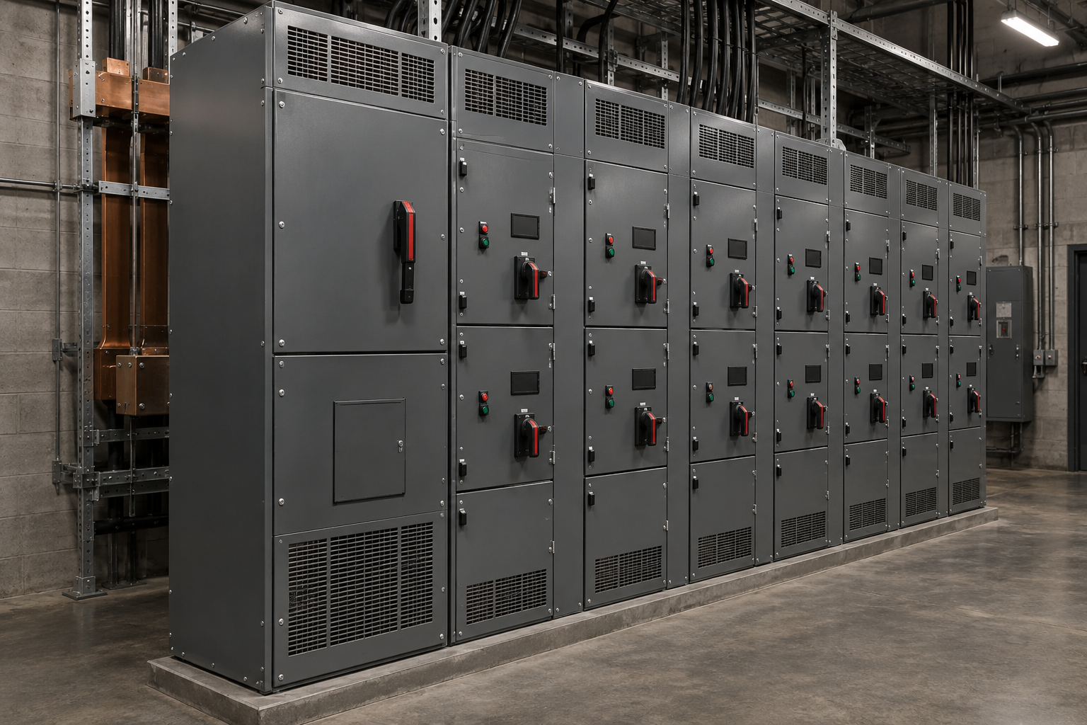Illustration of switchgear and distribution equipment: Motor Control Centers