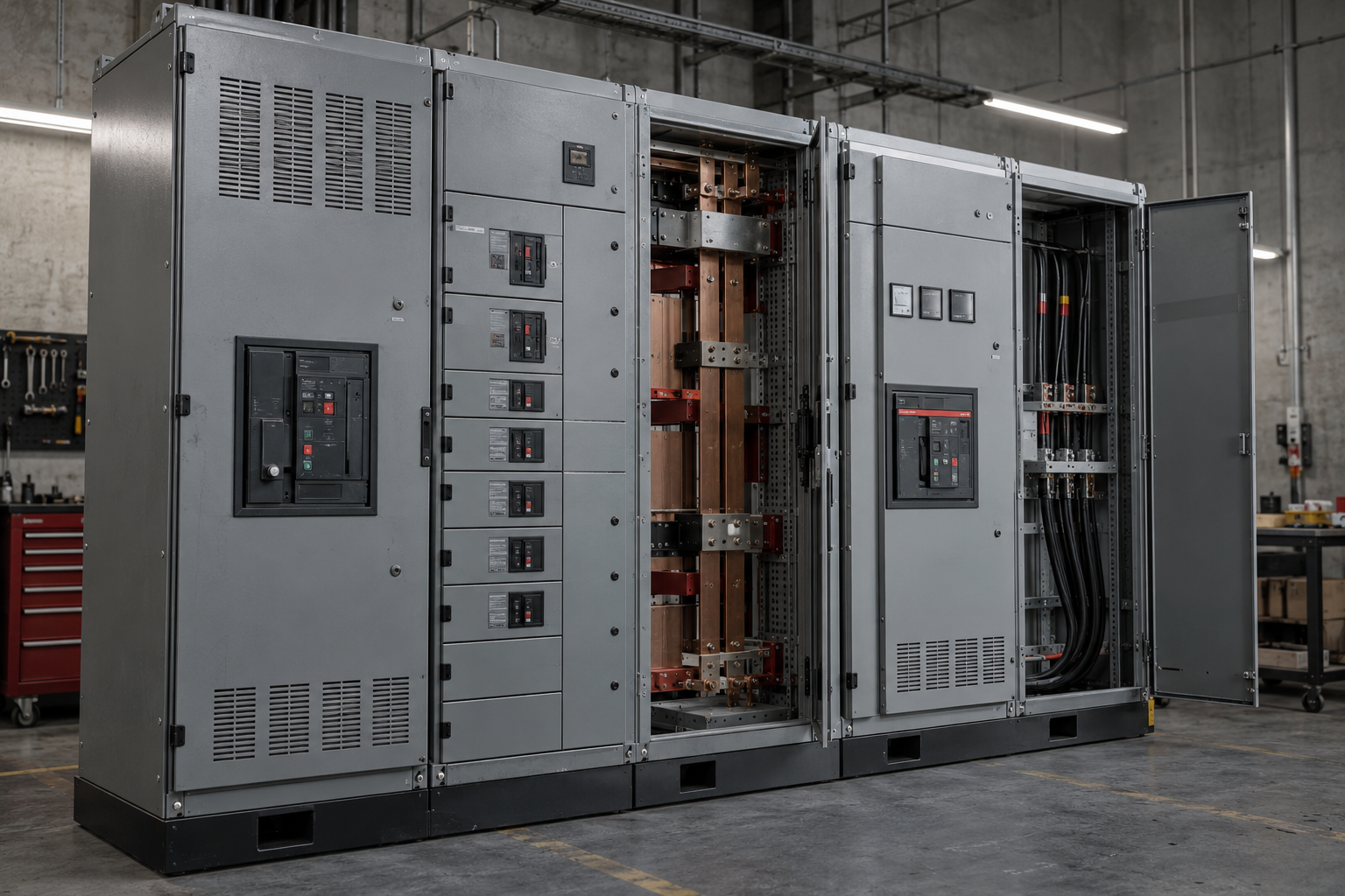 Illustration of switchgear and distribution equipment: Custom Switchboard Assemblies