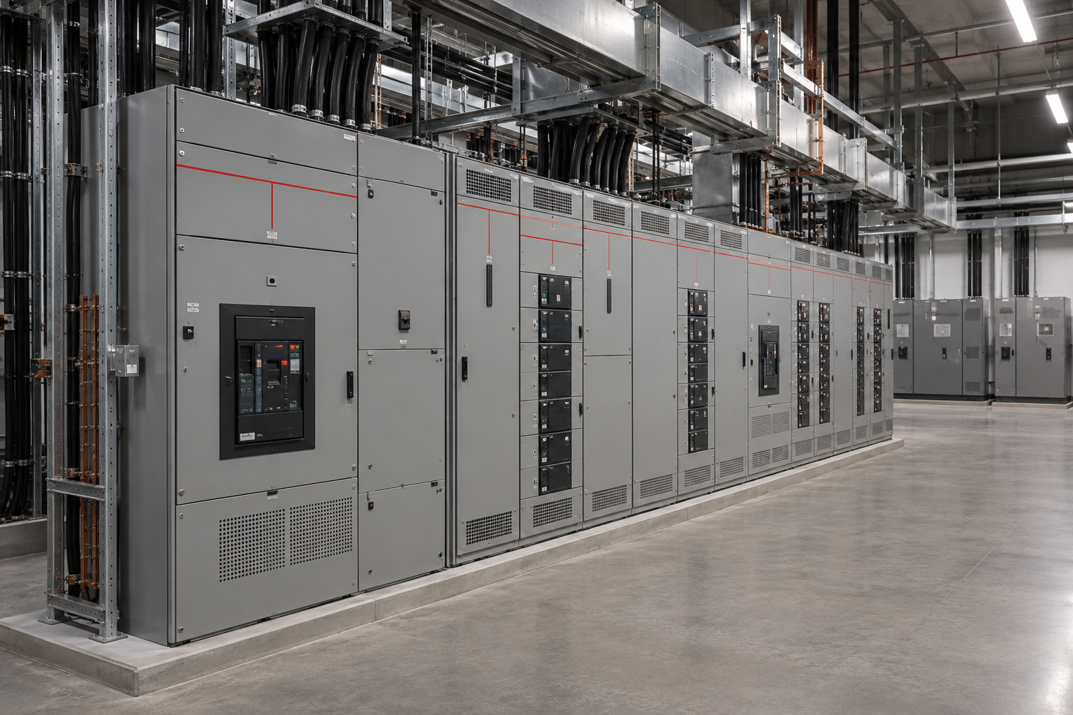 Illustration of data center power distribution equipment: Main Distribution Switchboards