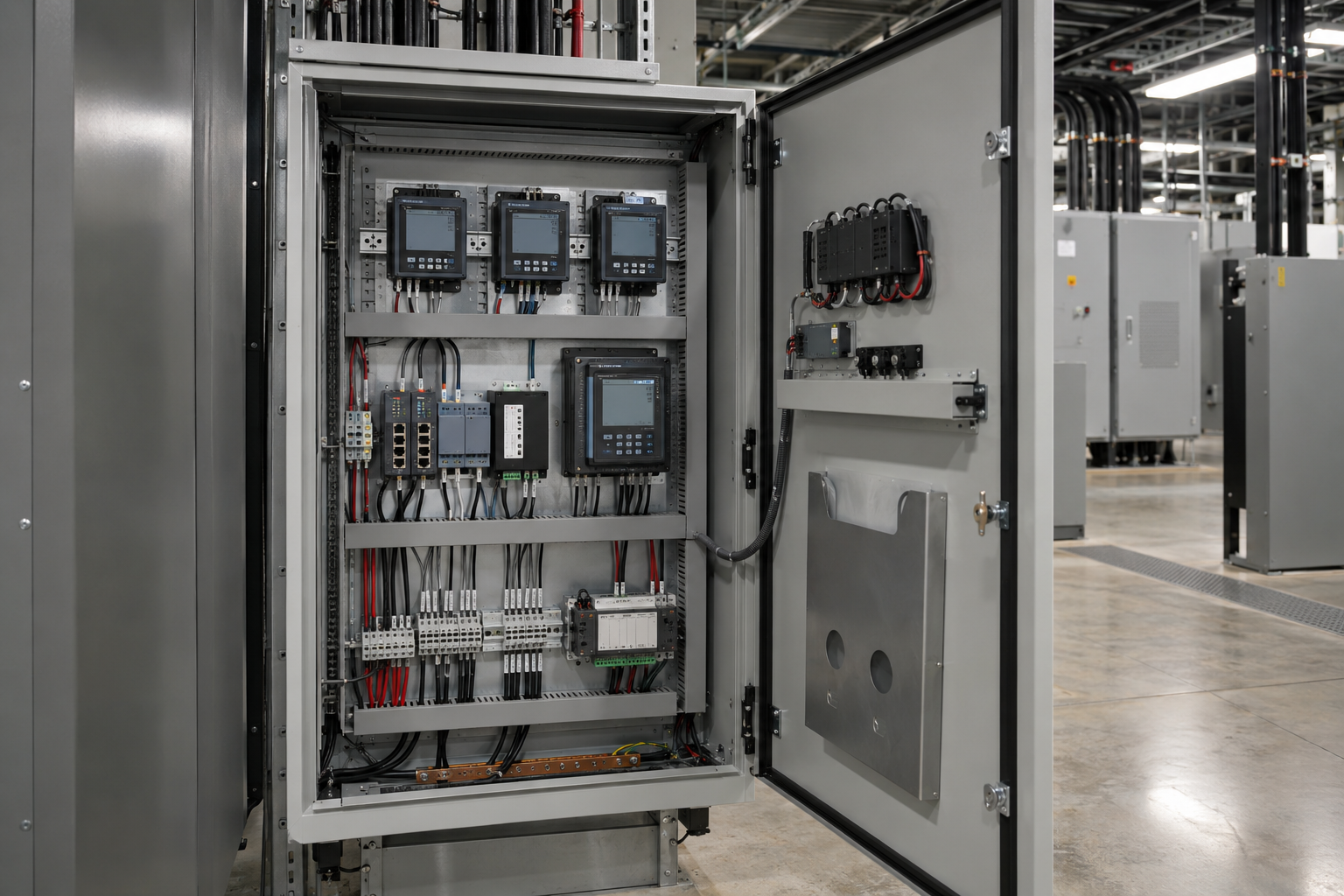 Illustration of data center power distribution equipment: Power Monitoring & Controls
