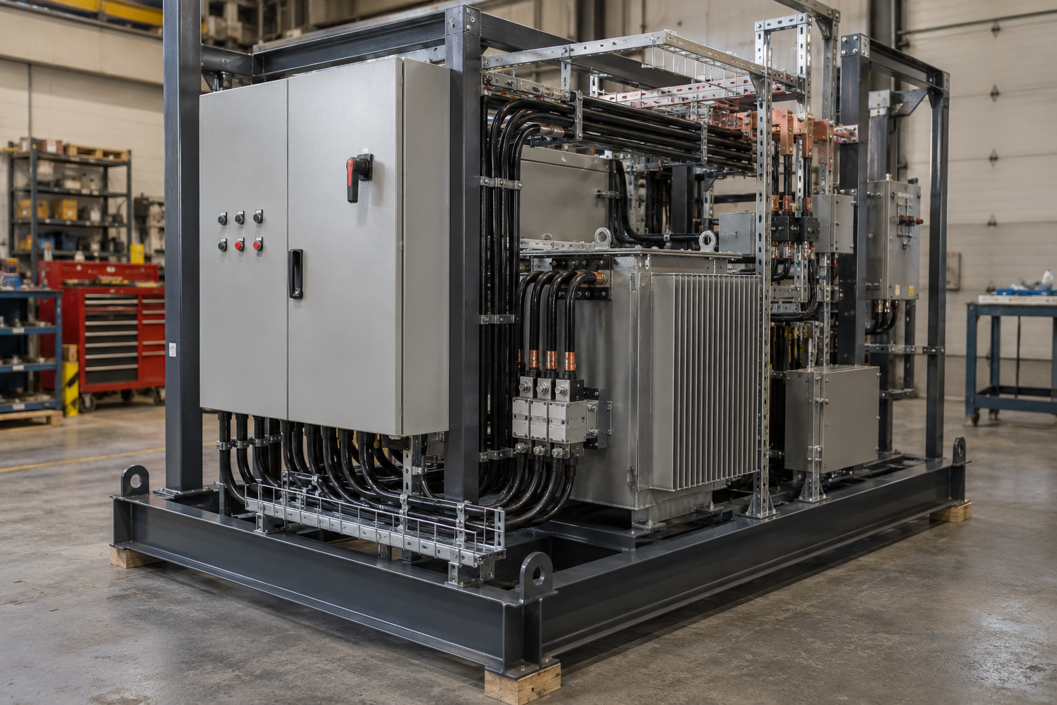 Illustration of a custom electrical control assembly: Integrated Equipment Skids