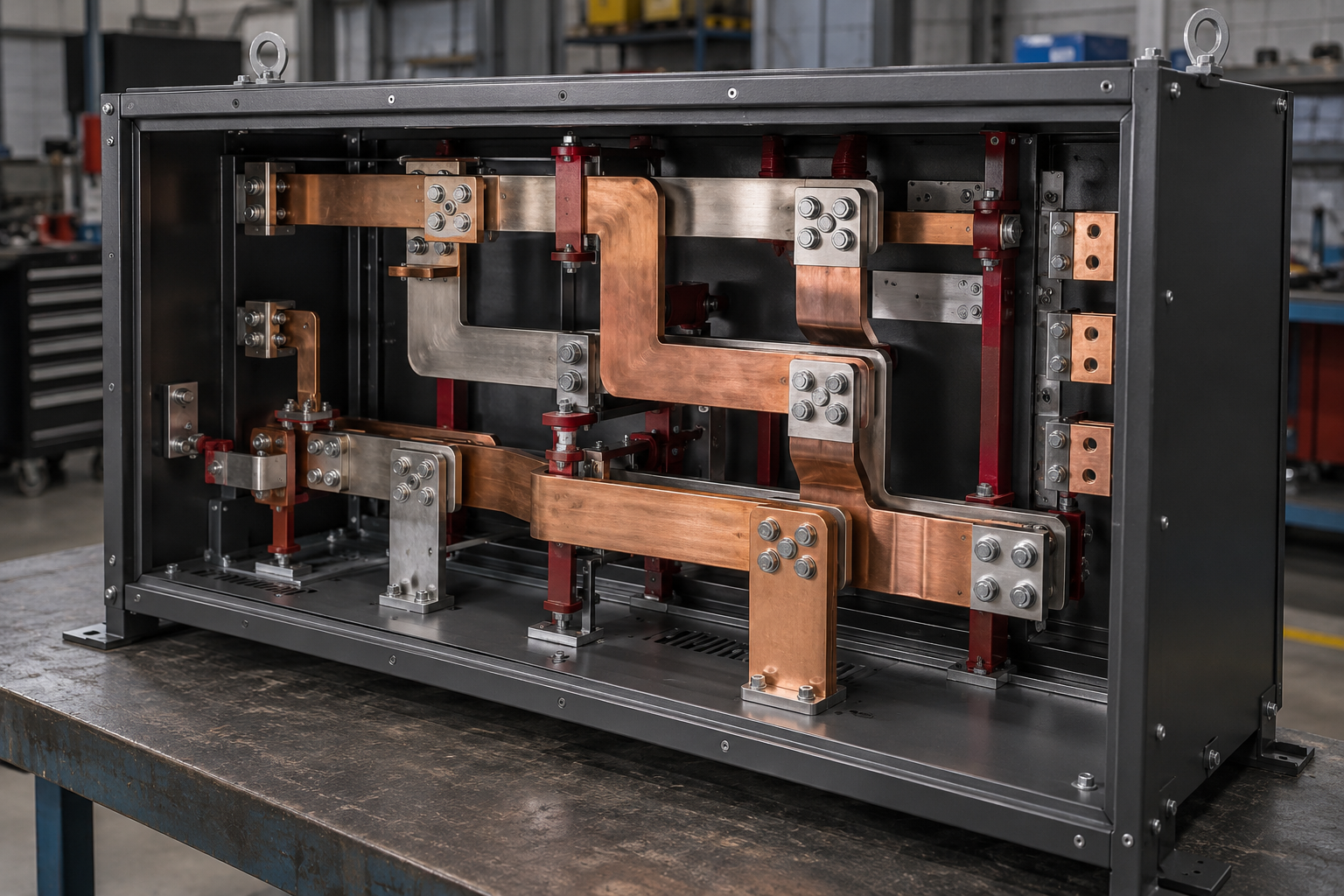 Illustration of a custom electrical control assembly: Custom Busbar Assemblies