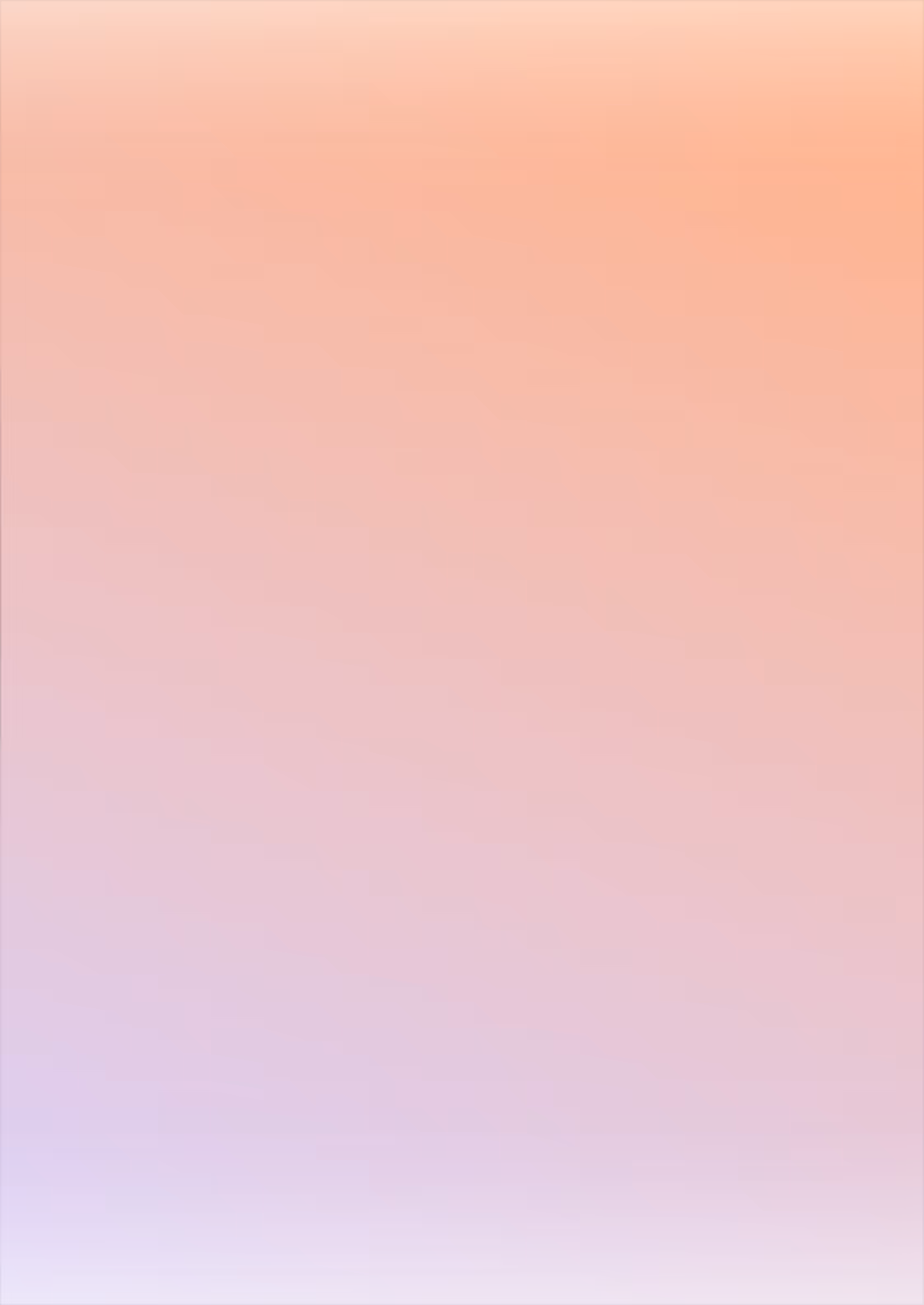 Gradient background transitioning from soft peach at the top to light lavender at the bottom.