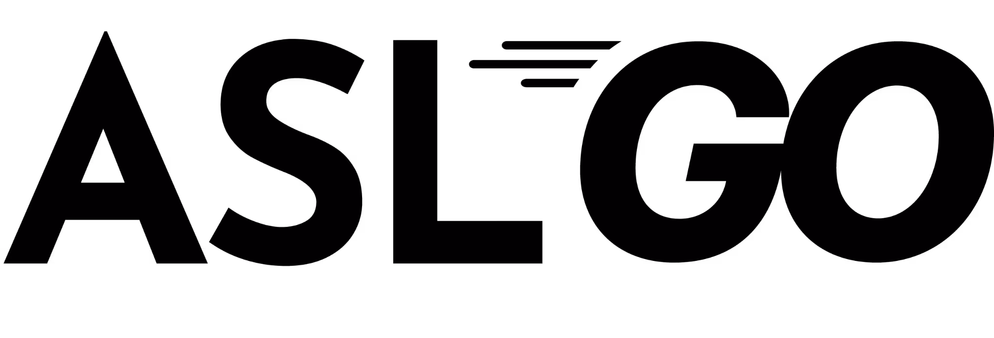 ASL Go logo is displayed in black text, with three black lines before the word, Go.