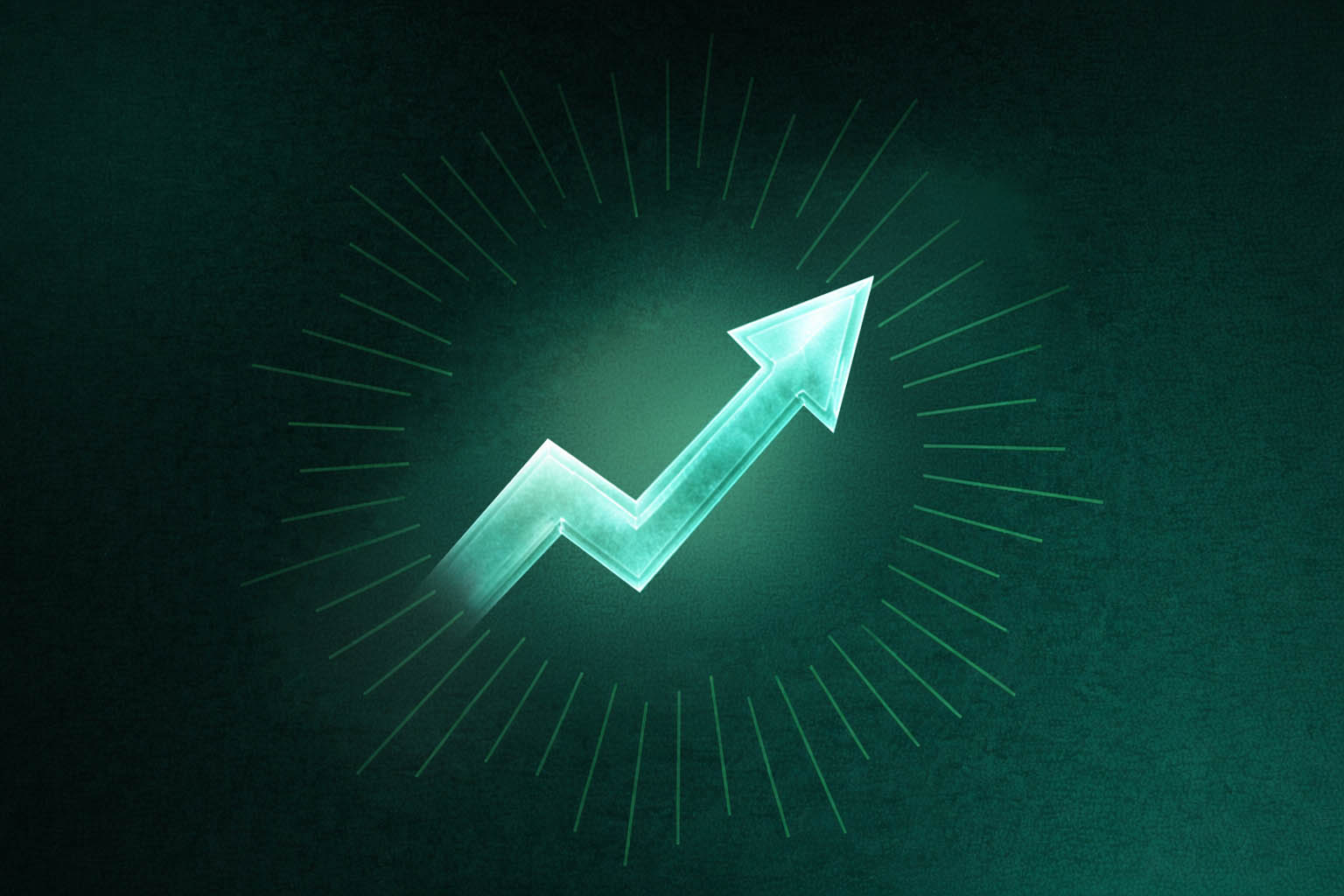 White abstract fan-like shape with seven rays on a soft green to light cream gradient background.