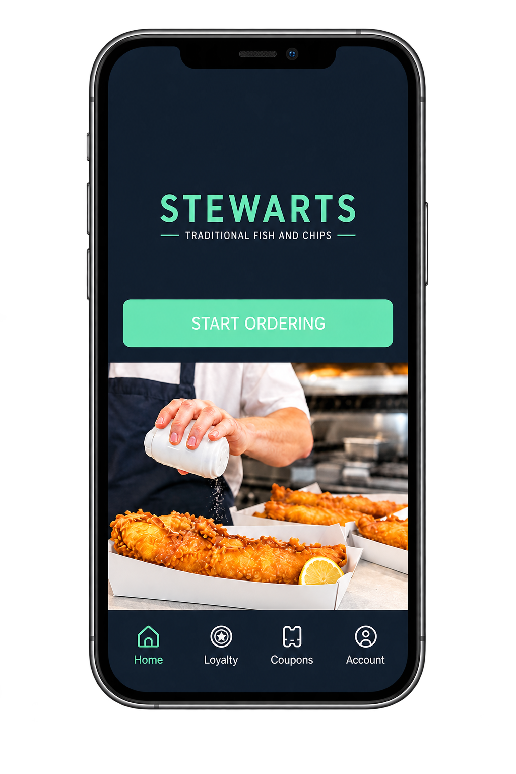 Stewarts Traditional Fish and Chips branded ordering app