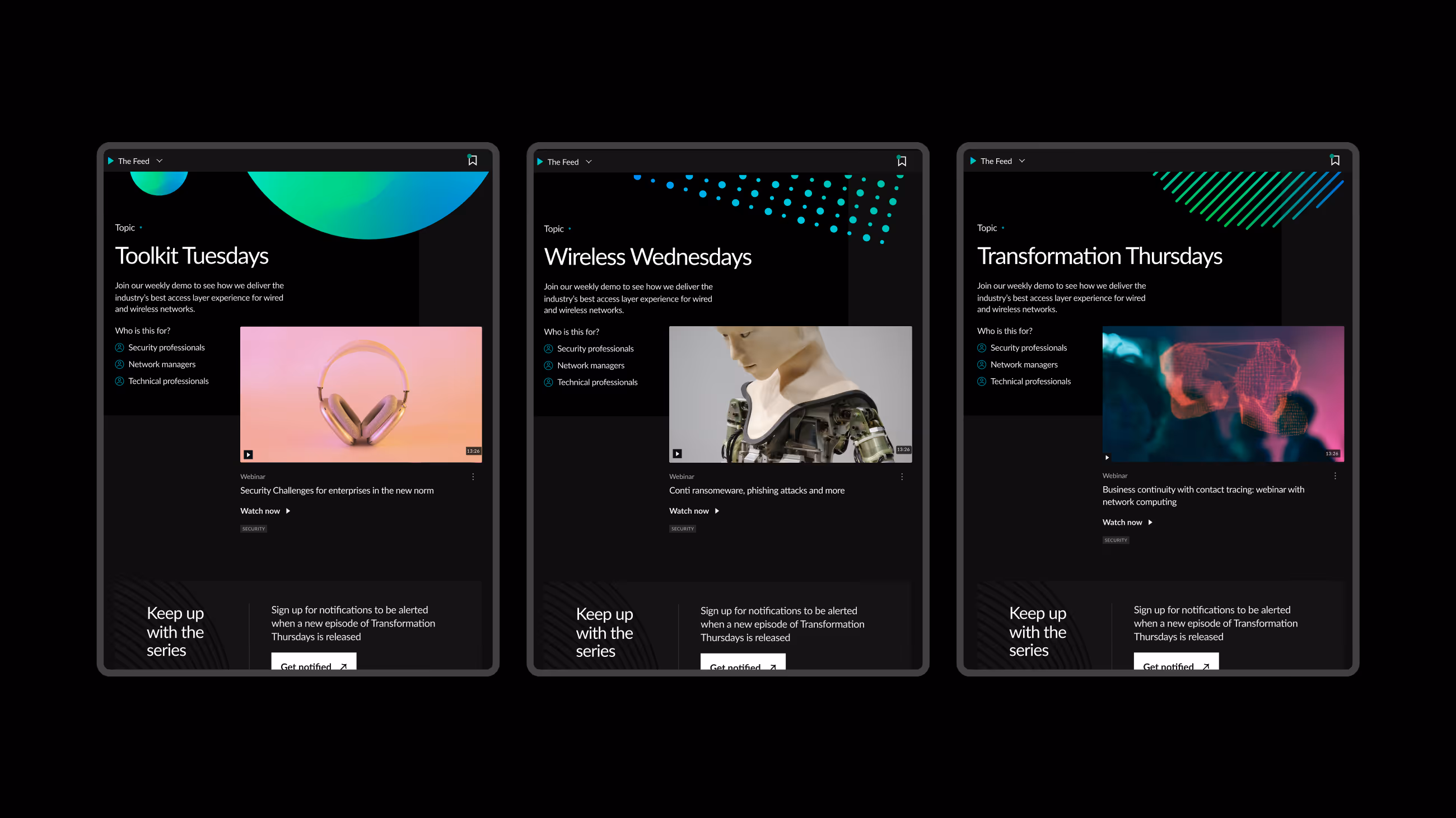 Various views of the Juniper Networks on a tablet