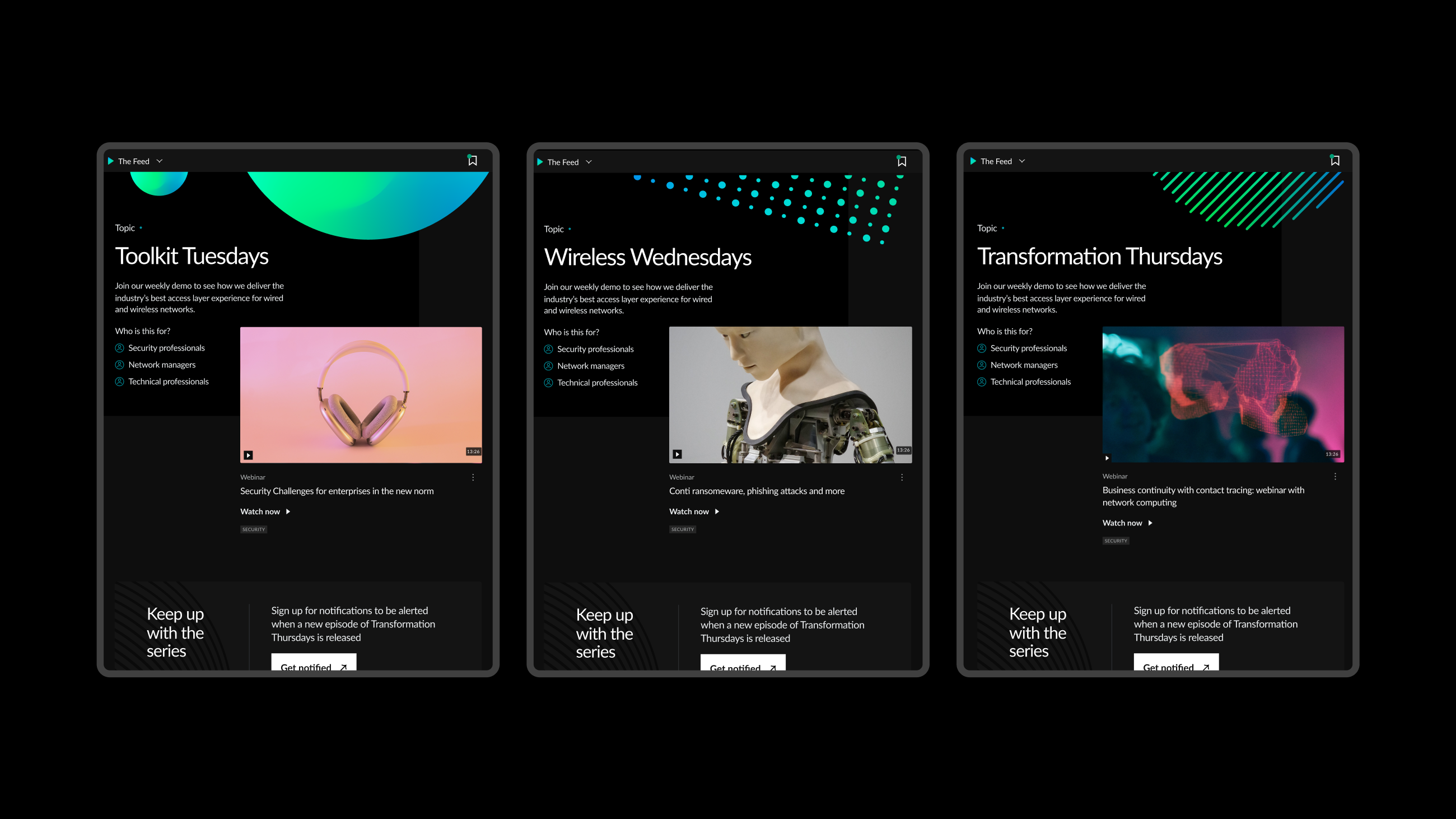 Various views of the Juniper Networks on a tablet